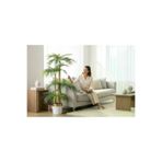 ERHAN FLOWERS erh.1674 Yapay Palmiye Ağacı Bambu 4 Gövdeli 36 Yaprak 145 Cm Beyaz Gold Saksılı