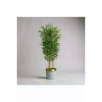 ERHAN FLOWERS erh.1703 Yapay Bambu Ağaç 170 Cm 6 Dallı Yogun Yaprak Beyaz Gold Saksı