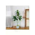 ERHAN FLOWERS ERH-A-1262 Yapay Ağac Kauçuk Bitkisi 3 Dallı 105 Cm Beyaz Gold Saksı