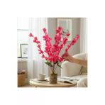 ERHAN FLOWERS ERH-C-MB-1000 Doğal Kütük Saksıda Yapay Beyaz Bahar Dalı Aranjmanı (Fuşya)