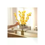 ERHAN FLOWERS ERH-C-MB-1000 Doğal Kütük Saksıda Yapay Beyaz Bahar Dalı Aranjmanı (Sari)