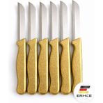 ERHCE Alman Solingen Bıçak Paslanmaz Çelik Tırtıklı Keskin Meyve Sebze Bıçağı 6'lı Set - Gold