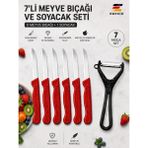 ERHCE Meyve Bıçağı ve Sebze Soyacağı 7'li Set Solingen - Kırmızı
