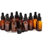 ericotry 12 adet boş doldurulabilir 5 ml kehribar renkli cam pipet, uçucu yağlar, aroma terapisi, kozmetik, cam göz damlalığı ve siyah kapaklı Elite sıvı kabı
