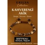 Erilsa ASertifikalı Doğal Terahertz Kahverengi Akik Taşı Bileklik 6x6 mm - Denge ve Koruma Taşı