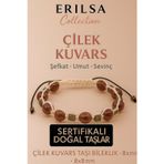 Erilsa Sertifikalı Çilek Kuvars Doğal Taş Bileklik - 8x8 mm Sevgi Umut Şefkat Enerji Taşı