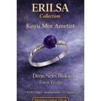 Erilsa Sertifikalı Derin Nefes Blokajı Yüzüğü – Koyu Mor Ametist Ayarlanabilir İnce Kasa Balık Kova Yengeç