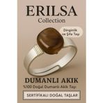Erilsa Sertifikalı Doğal Dumanlı Akik Taşı Yüzük – Ayarlanabilir Kalın Tımbıl Kasa