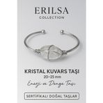 Erilsa Sertifikalı Doğal Kristal Kuvars Taşı Gümüş Kaplama Ayarlanabilir Bileklik – Saflık ve Enerji