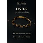 Erilsa Sertifikalı Doğal Oniks Taşı Bileklik – Güç ve Koruma Sağlayan El Yapımı Enerji Takısı