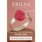 Erilsa Sertifikalı Doğal Pembe Akik Taşı Yüzük – Ayarlanabilir Kalın Tımbıl Kasa