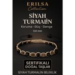 Erilsa Sertifikalı Doğal Terahertz - Siyah Turmalin Taşı Bileklik 6x6 mm - Koruma ve Denge Taşı
