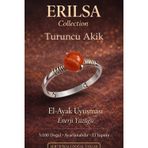 Erilsa Sertifikalı El Ayak Uyuşması Enerji Yüzüğü – Turuncu Akik Ayarlanabilir Gümüş Kasa Aslan Başak Burcu