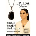 Erilsa Sertifikalı Fasetli Şungit Doğal Taş Kolye – Negatif Enerji Koruma Denge ve Sağlık Taşı