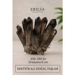 Erilsa Sertifikalı Ham Dumanlı Kuvars Dikenli Küme Taşı – Negatif Enerjiyi Temizleyen Doğal Kristal Dekor