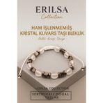 Erilsa Sertifikalı Ham İşlenmemiş Kristal Kuvars Doğal Taş Bileklik - 8x8 mm Netlik Enerji ve Denge Taşı