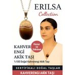 Erilsa Sertifikalı Kahverengi Akik Doğal Taş Kolye – Huzur Sükunet Denge ve Koruma Taşı