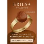 Erilsa Sertifikalı Kahverengi Yıldız Taşı Yüzük – Ayarlanabilir Doğal Taş Kalın Tımbıl Kasa