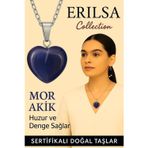 Erilsa Sertifikalı Kalp Model Mor Akik Taşı Kolye – Huzur, Duygusal Denge ve İçsel Sakinlik