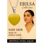 Erilsa Sertifikalı Kalp Model Sarı Akik Taşı Kolye – İçsel Güç, Neşe ve Günlük Enerji Desteği