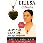 Erilsa Sertifikalı Kalp Model Serpantin Yılan Doğal Taş Kolye – Zihni Sakinleştiren Denge ve Koruma Taşı