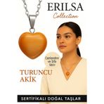 Erilsa Sertifikalı Kalp Model Turuncu Akik Taşı Kolye – Canlılık, Kararlılık ve Günlük Enerji Desteği