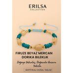 Erilsa Sertifikalı Kaplumbağa Dorika Beyaz Mercan Firuze Taşı Bileklik – Doğanın Huzurunu Bileğinde Hisset