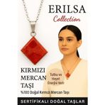 Erilsa Sertifikalı Kırmızı Mercan Doğal Taş Kolye - Kadın Erkek Tutku ve Hayat Enerjisi Taşı