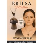Erilsa Sertifikalı Mantar Model Siyah Akik Taşı Kolye - Güç ve İlham Veren Doğal Taş