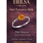 Erilsa Sertifikalı Mide Sıkışması Enerji Yüzüğü – Sarı Turuncu Akik Ayarlanabilir İnce Kasa Aslan Koç Yay