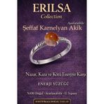 Erilsa Sertifikalı Nazar Koruma Enerji Yüzüğü – Şeffaf Karnelyan Ayarlamalı İnce Kasa Akrep Koç Oğlak Burcu