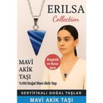 Erilsa Sertifikalı Piramit Model Mavi Akik Taşı Kolye - Dinginlik ve Huzur Veren Doğal Taş