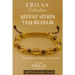 Erilsa Sertifikalı Şeffaf Sitrin Doğal Taş Bileklik - 8x8 mm Bereket Bolluk Mutluluk Enerjisi Taşı