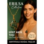 Erilsa Sertifikalı Tel Sargılı Gold Renkli Doğal Hint Akik Taşı Kolye – Doğanın Dingin Gücü