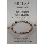 Erilsa Sertifikalı Terahertz Gri Jasper Doğal Taş Bileklik - Güven Denge Kararlılık Enerji Taşı