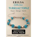 Erilsa Sertifikalı Turkuaz Topaz Doğal Taş Bileklik - 8x8 mm Huzur Denge Netlik Enerji Taşı