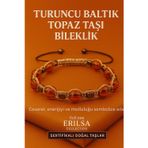 Erilsa Sertifikalı Turuncu Baltık Topaz Doğal Taş Bileklik - 8x8 mm Cesaret Mutluluk Enerji Taşı