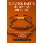 Erilsa Sertifikalı Turuncu Baltık Topaz Doğal Taş Bileklik - 8x8 mm Cesaret Mutluluk ve Enerji Taşı