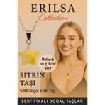 Erilsa Sertifikalı Yıldız Model Sitrin Doğal Taş Kolye – Enerji Canlılık Bolluk ve Bereket Taşı - Renkli - Standart