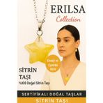 Erilsa Sertifikalı Yıldız Model Sitrin Doğal Taş Kolye – Enerji Canlılık Bolluk ve Bereket Taşı