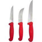 Erinox 3’lü Kurban Bıçak Seti Et Bıçağı Sıyırma ve Yüzme Bıçağı - Kırmızı