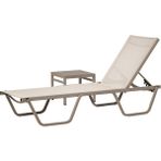 Erinöz Asos Alüminyum Fileli Şezlong + Sehpa - Cappuccino - 193x61x31