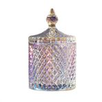 erioctry 300 m / 10 oz Güzel Kristal Cam Kapaklı Şeker Tabağı Renkli Düğün Şeker Kutusu Şeker Kasesi Teneke Bisküvi Fıçı Dekoratif Takı Kutusu