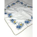 Eripek Oyalı Organik Pamuklu Yazma 0606131 11 - Beyaz - Mavi - Renk