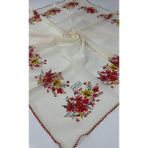 Eripek Oyalı Organik Pamuklu Yazma 0606131 23 - Bej - Kırmızı - Renk
