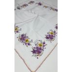 Eripek Oyalı Organik Pamuklu Yazma 0606131 29 - Beyaz - Mor - Renk