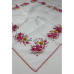 Eripek Oyalı Organik Pamuklu Yazma 0606131 Beyaz-Pembe
