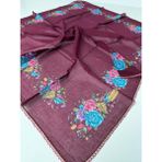 Eripek Oyalı Organik Pamuklu Yazma - 06084-16 - Bordo - Mavi - Renk