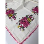 Eripek Oyalı Organik Pamuklu Yazma 06085-29 - Krem - Pembe - Renk