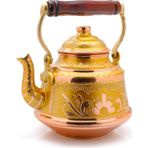 Eriza 1,6 Litre El Işlemeli Nostaljik Tekli Kalaylı Dövme Bakır Demlik, Çaydanlık, Su Isıtıcısı
